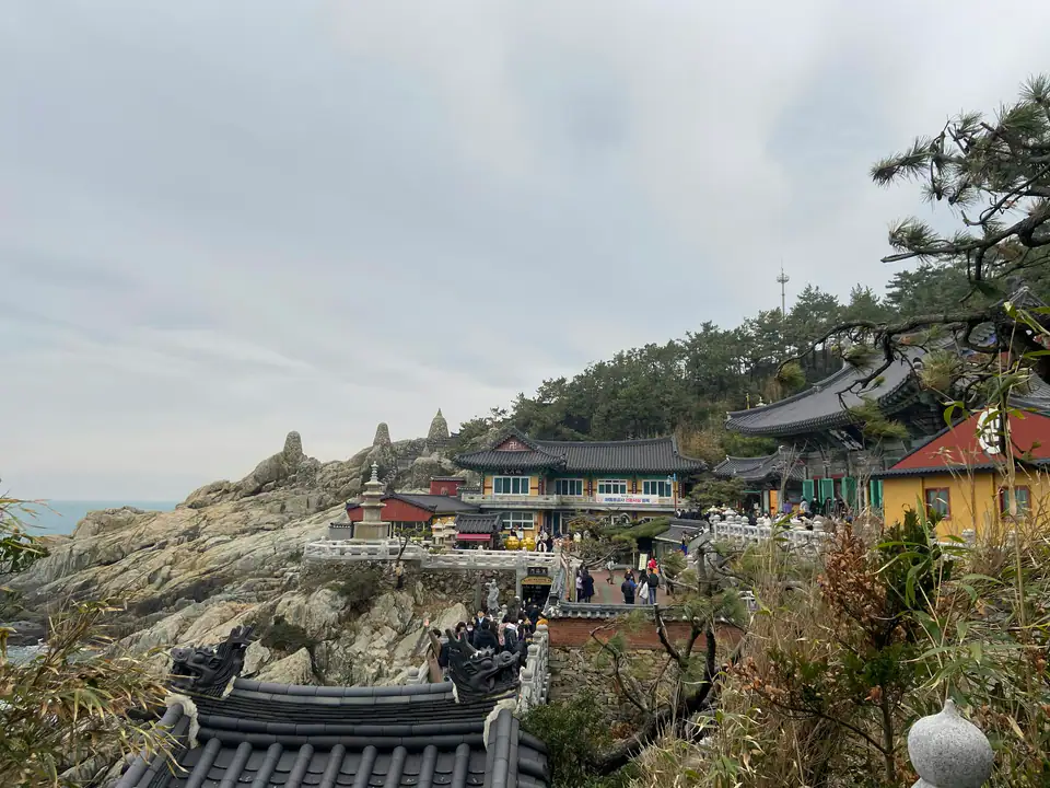 Temple halls on the rocks above the sea — Haedong Yonggungsa, Busan